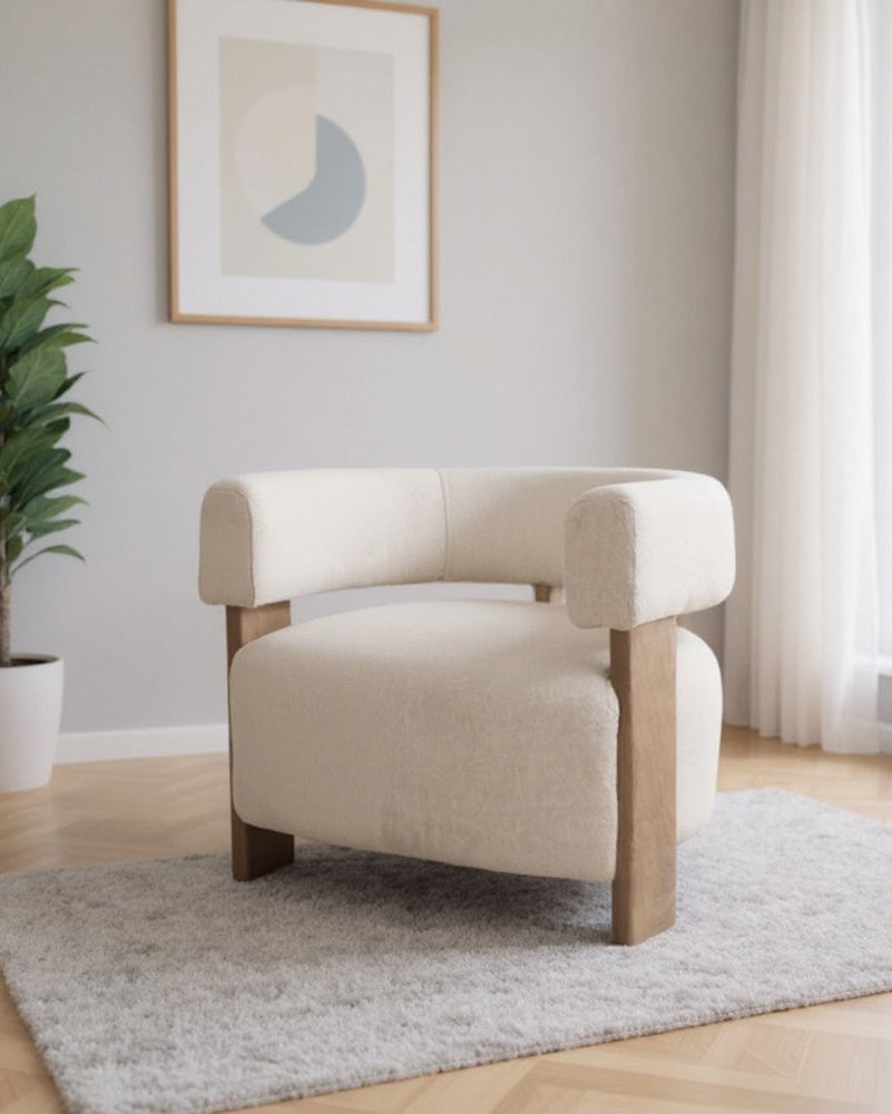 The Aki Accent Chair — White Boucle