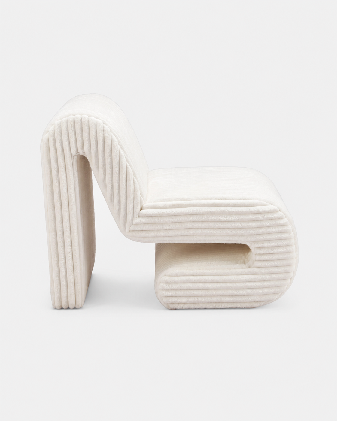 The Yui Lounge Chair — White Corduroy