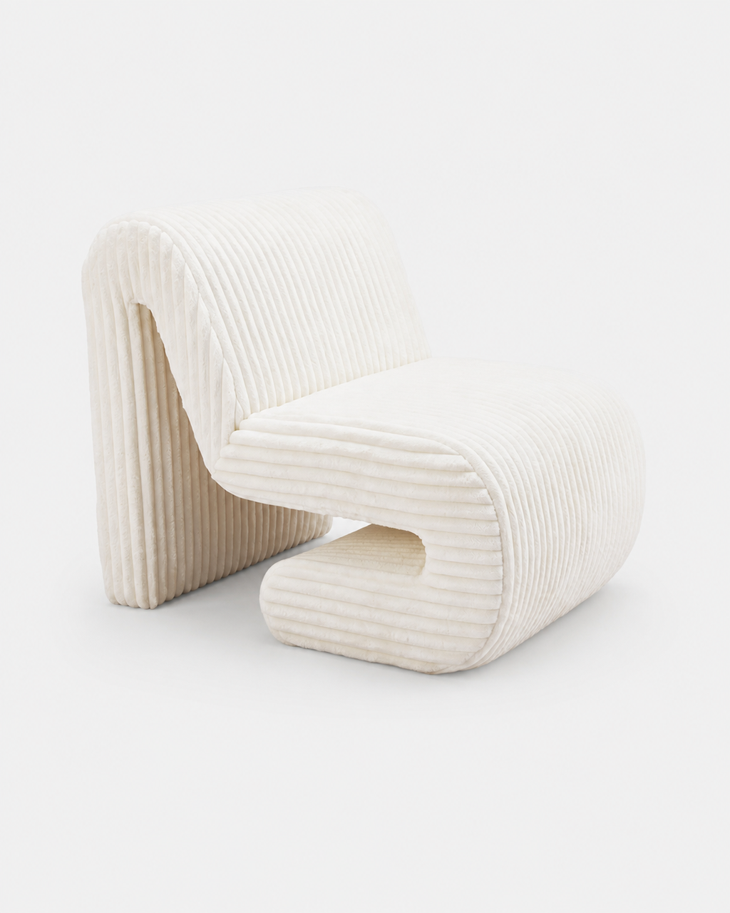 The Yui Lounge Chair — White Corduroy