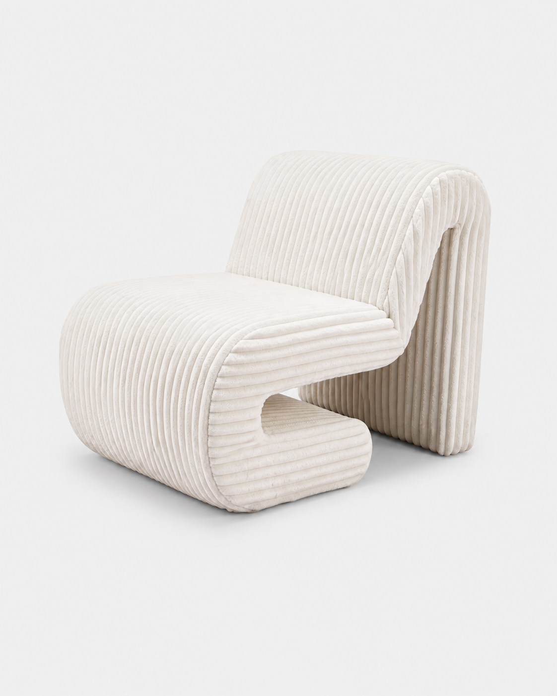 The Yui Lounge Chair — White Corduroy