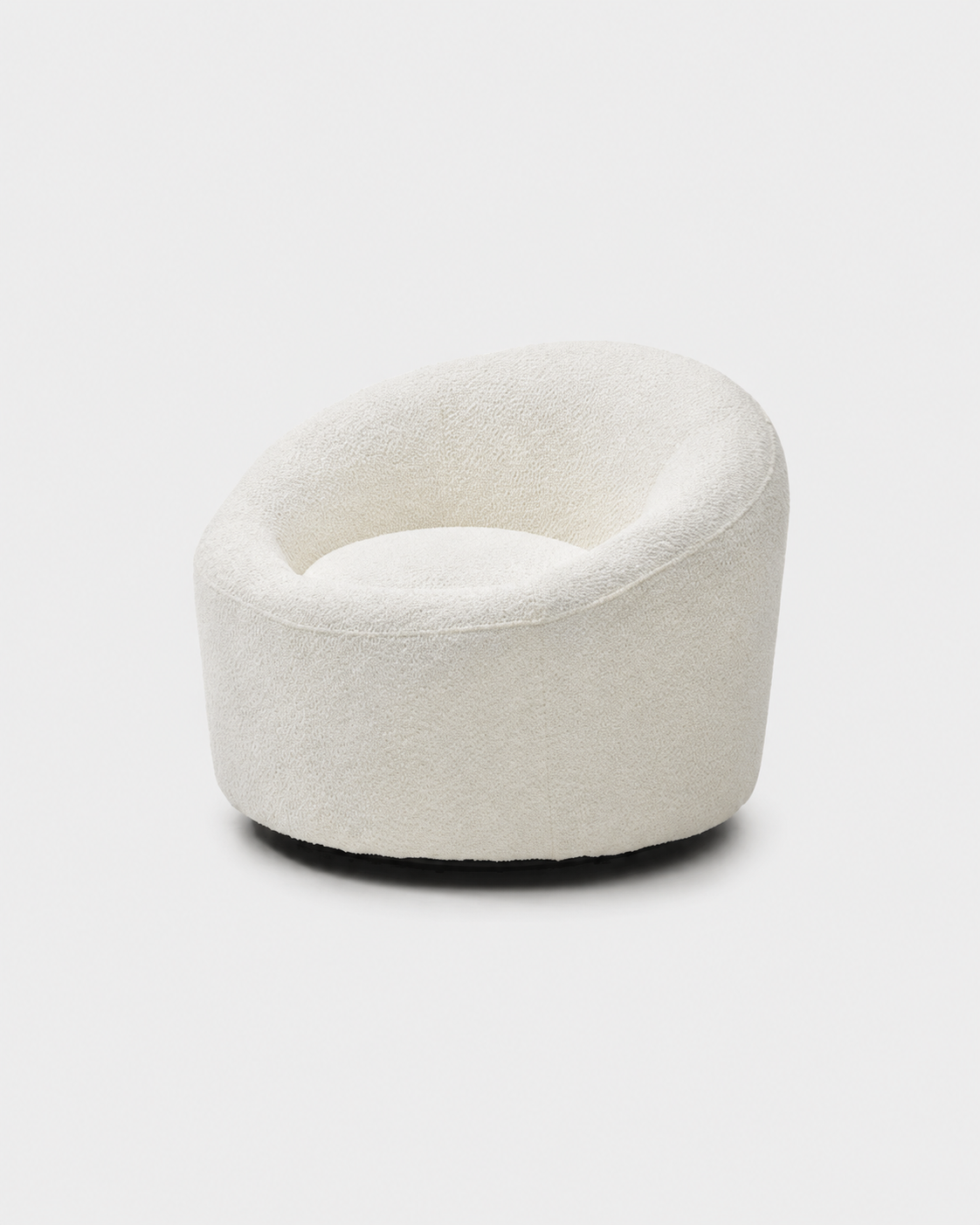 The Maru Swivel Chair — White Boucle