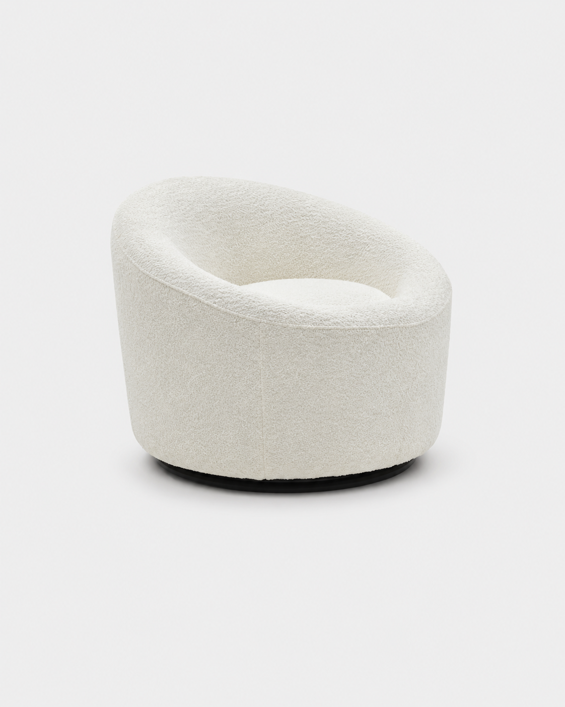 The Maru Swivel Chair — White Boucle