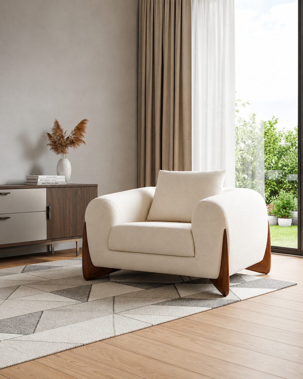 The Nami Accent Chair — Cream Sherpa