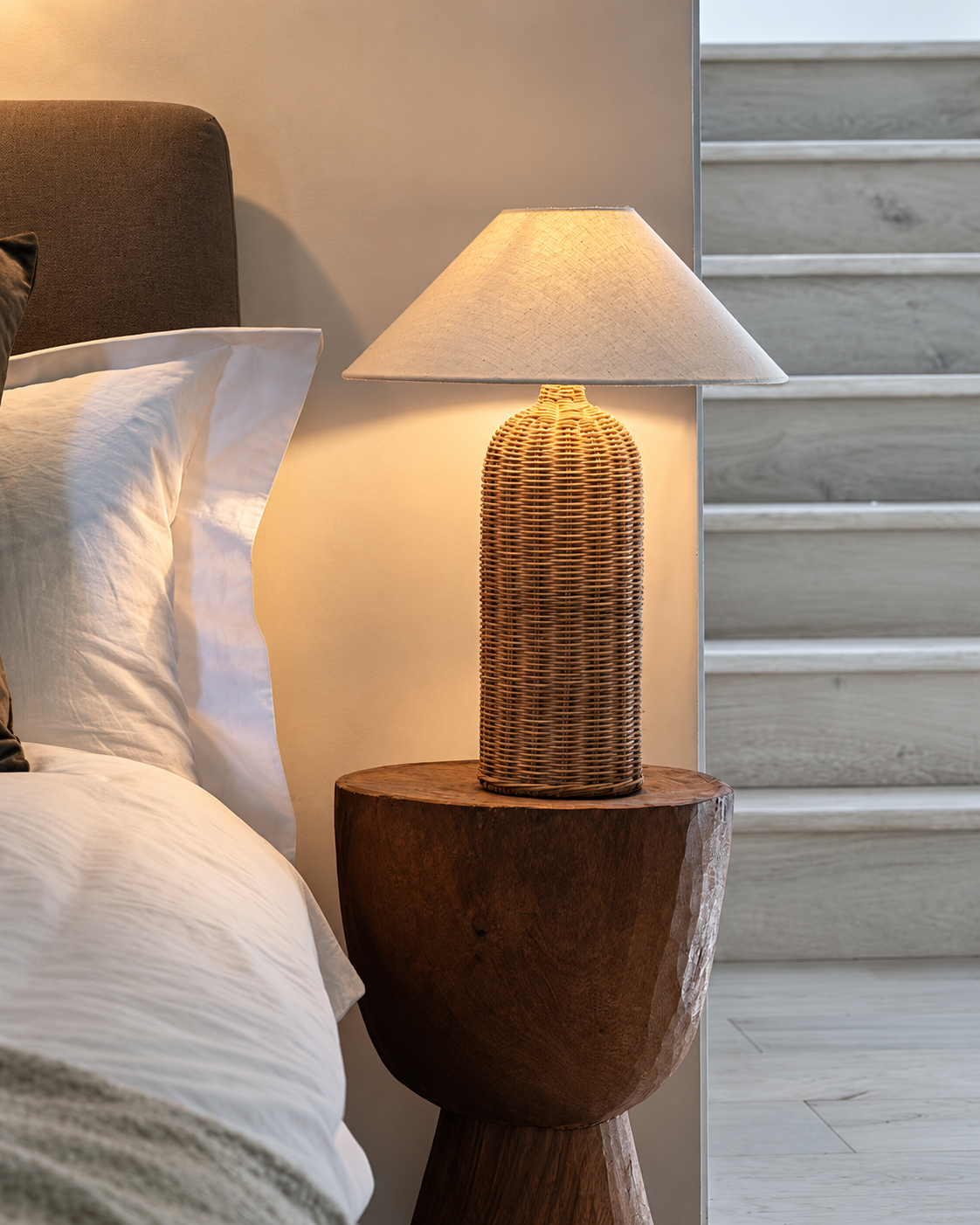 The Kago Table Lamp — Rattan