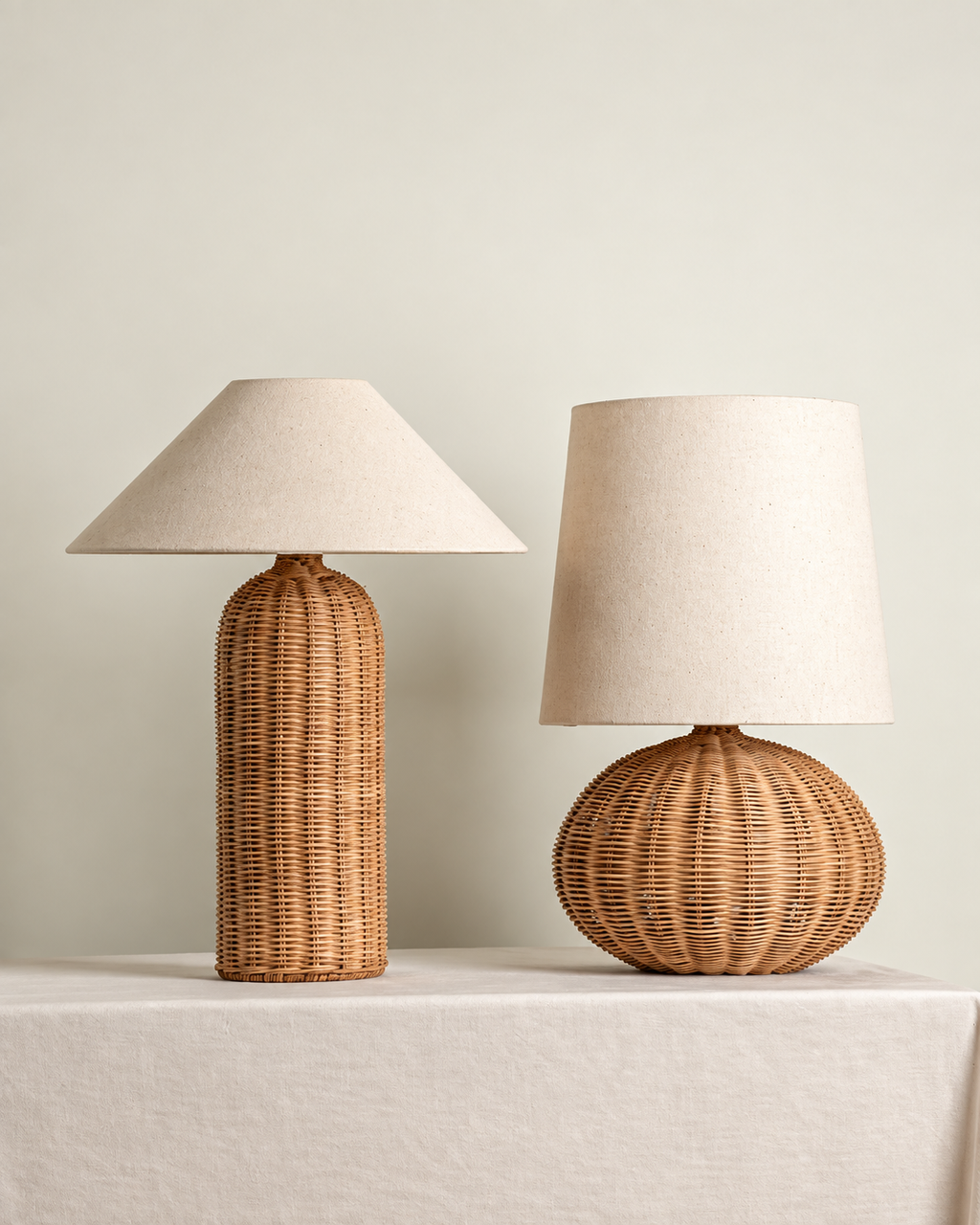 The Kago Table Lamp — Rattan