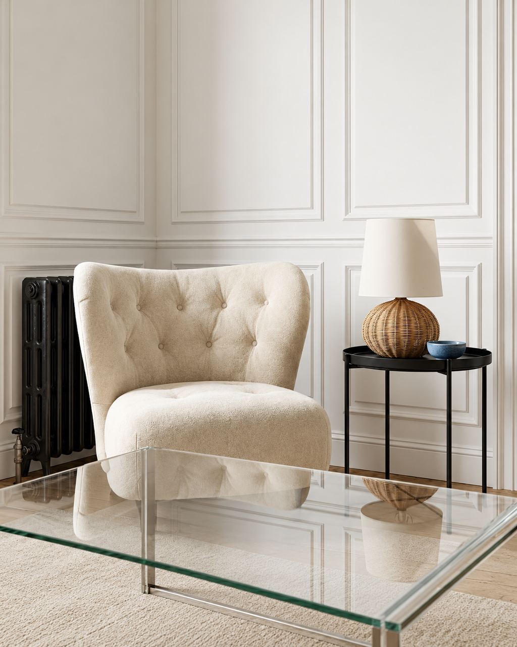 The Kago Table Lamp — Rattan