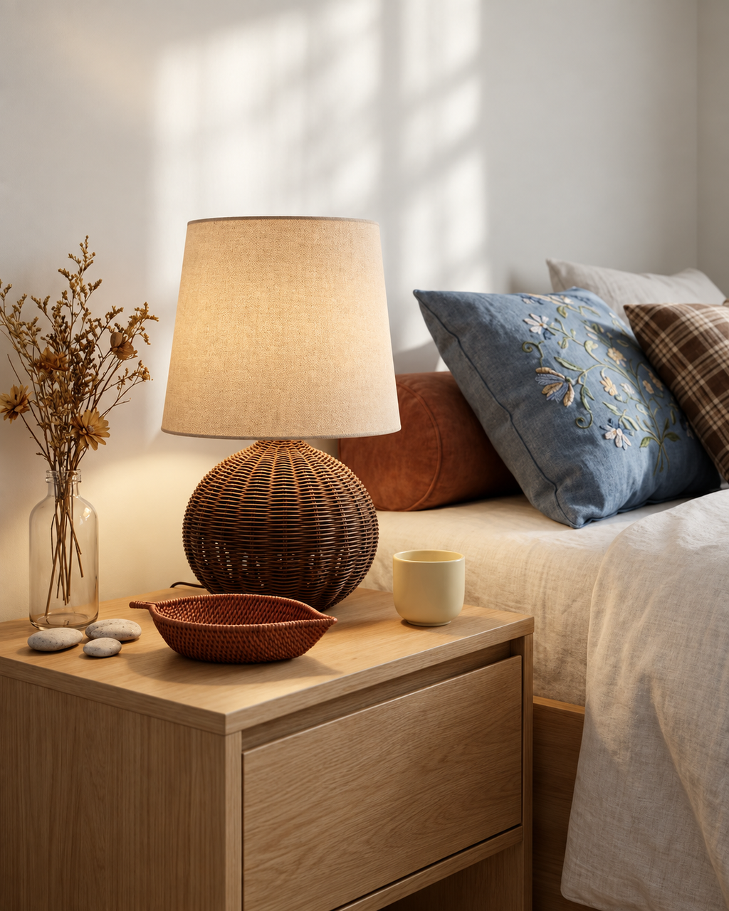 The Kago Table Lamp — Rattan