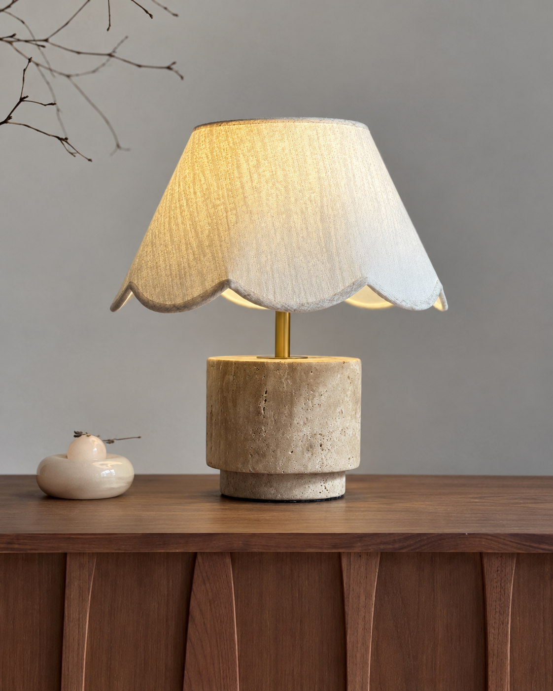 The Hana Table Lamp — Travertine