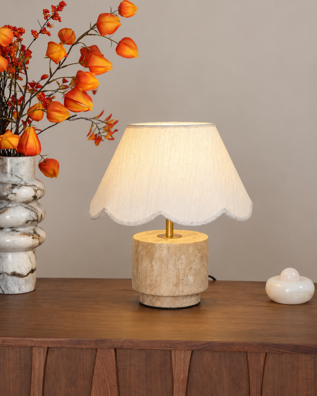 The Hana Table Lamp — Travertine