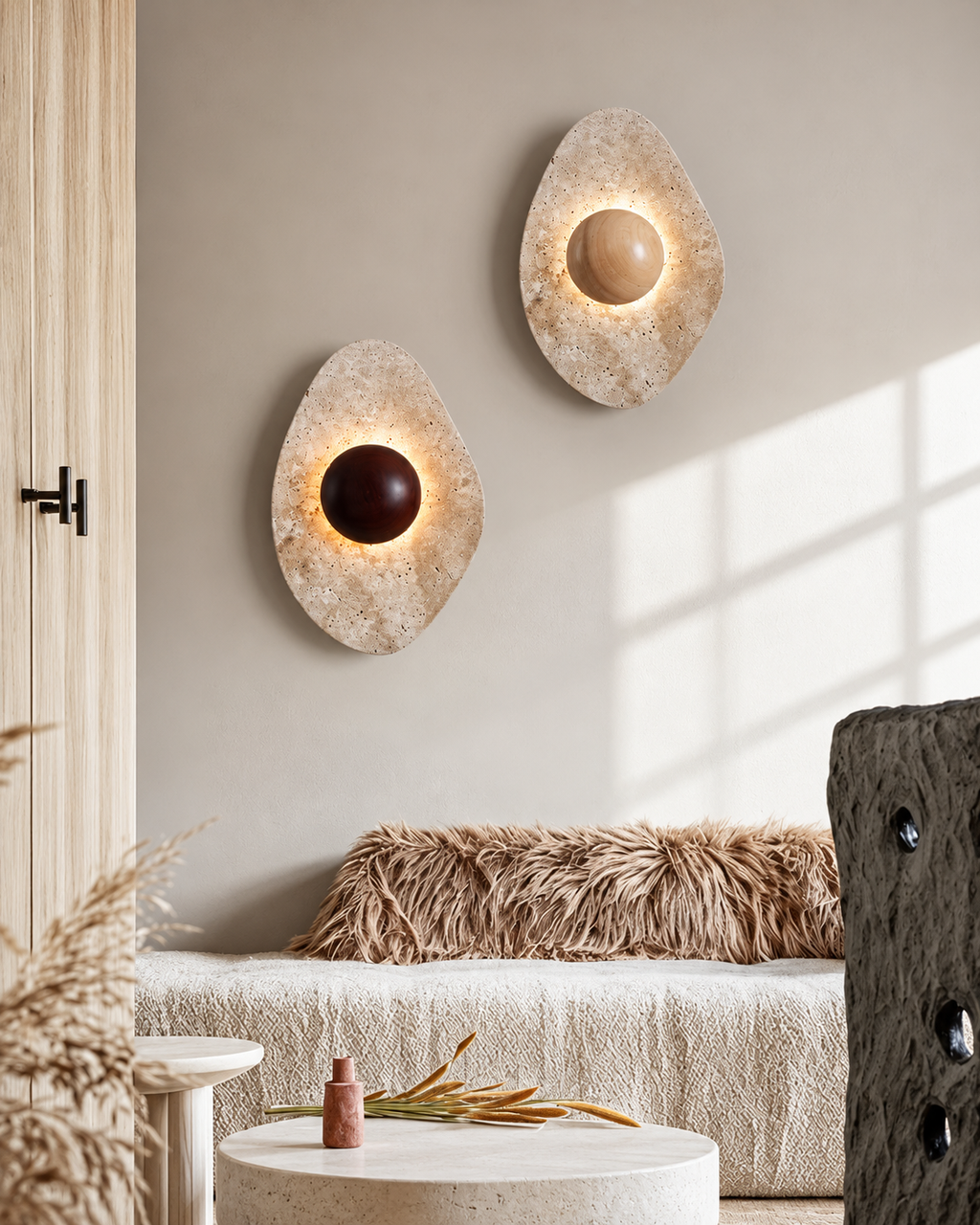 The Seki Wall Sconce — Travertine