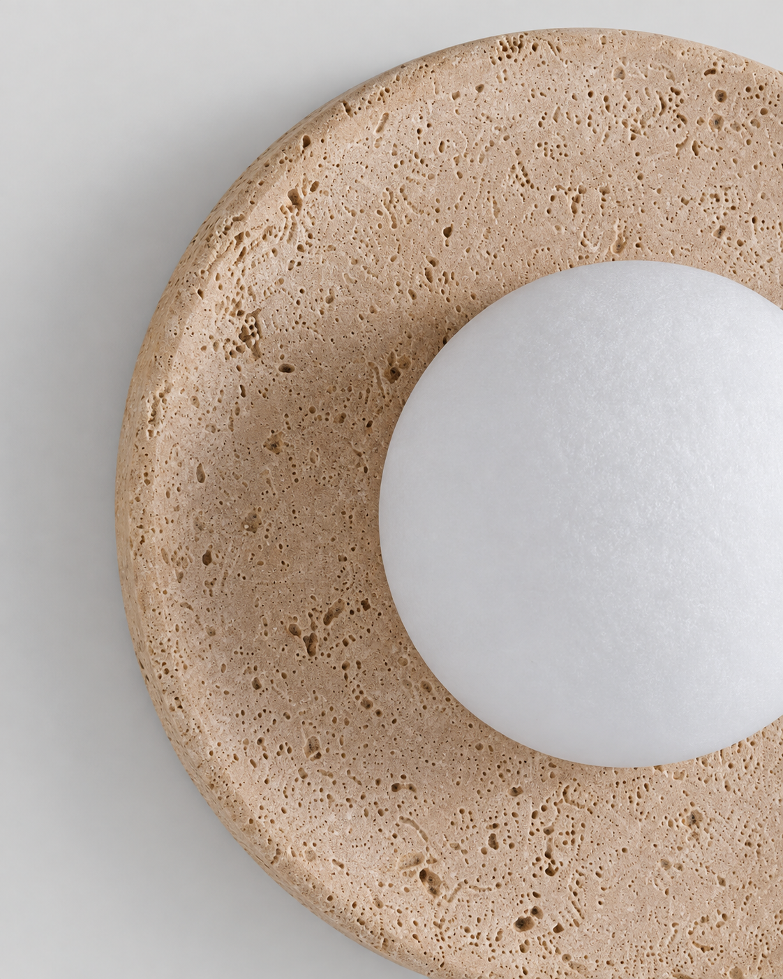 The Wa Wall Light — Travertine Ring