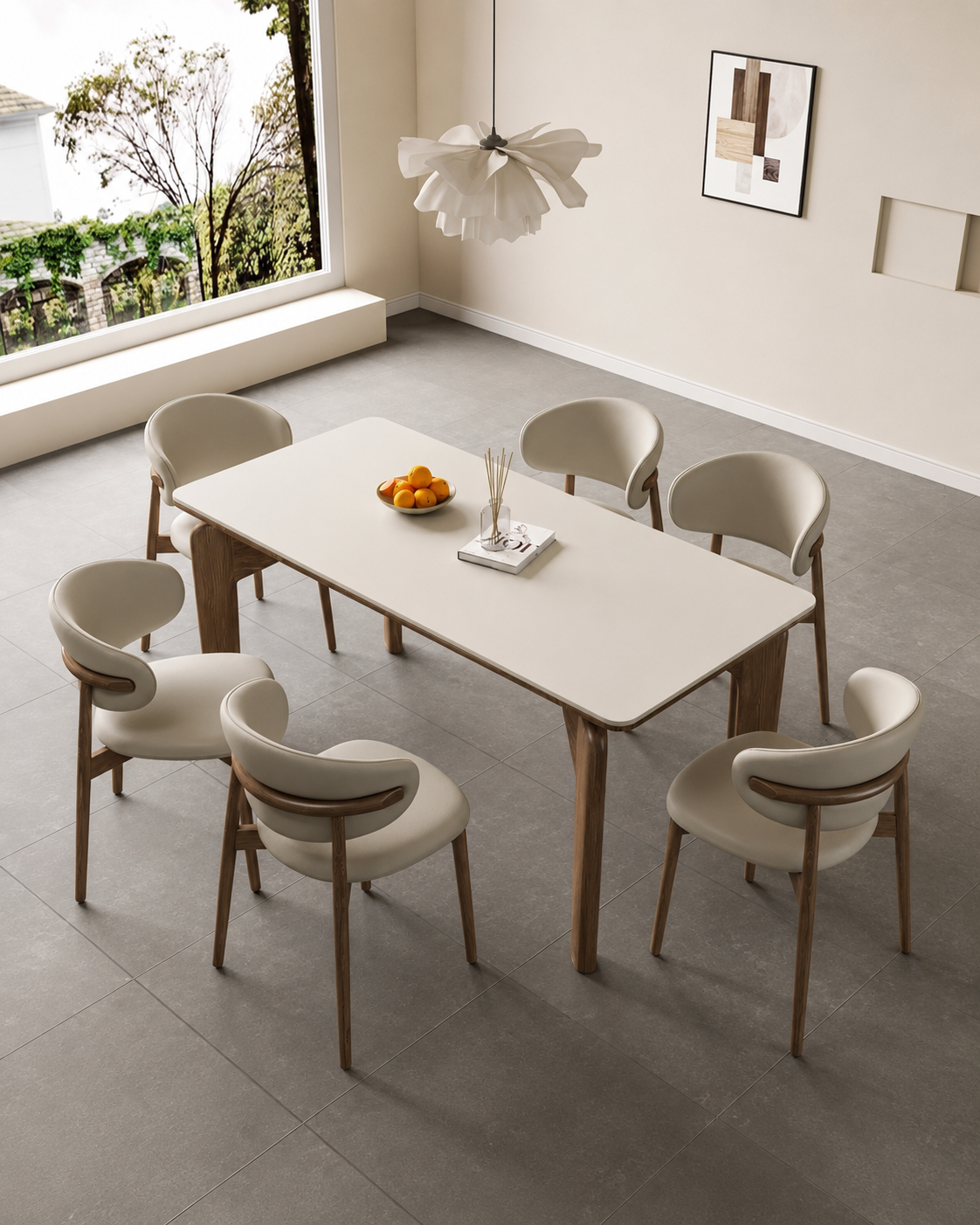 The Kaede Dining Table — Stone & Walnut