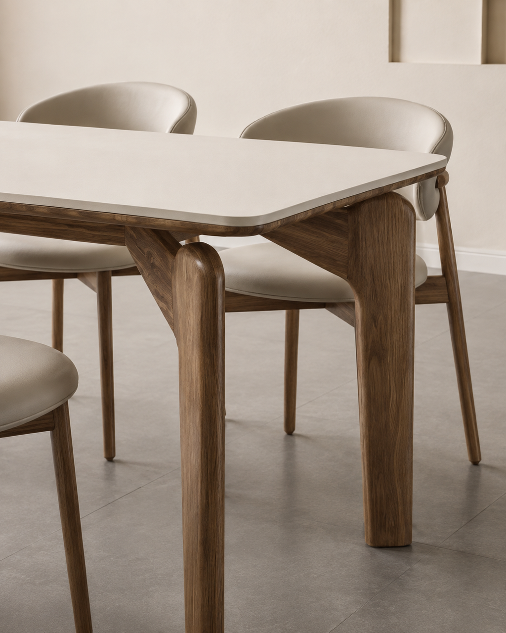 The Kaede Dining Table — Stone & Walnut