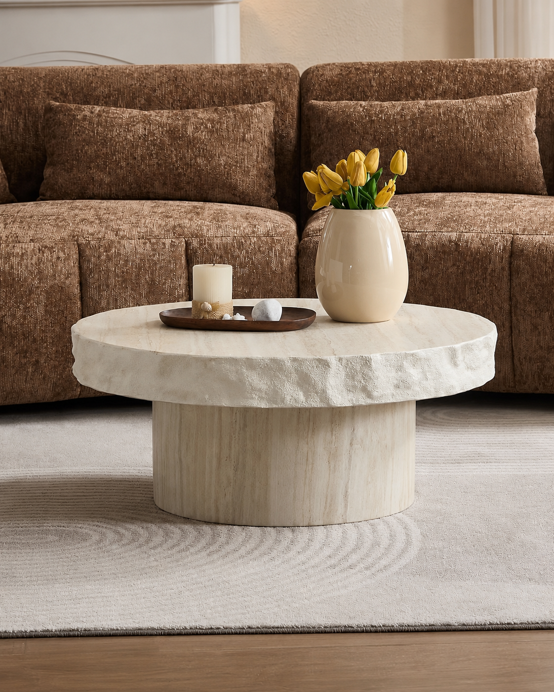 The Suna Coffee Table — Travertine
