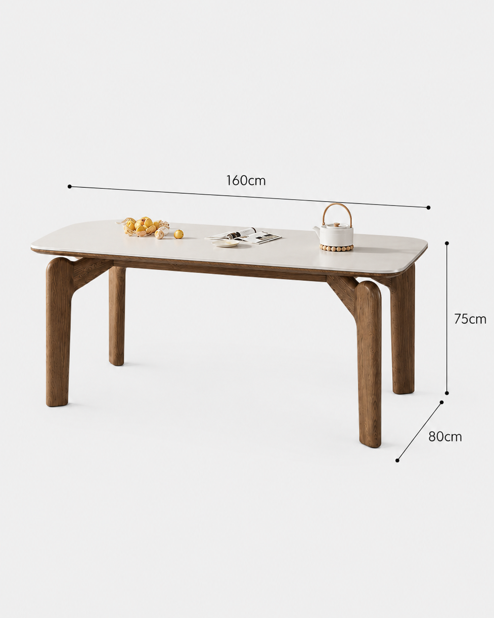 The Kaede Dining Table — Stone & Walnut