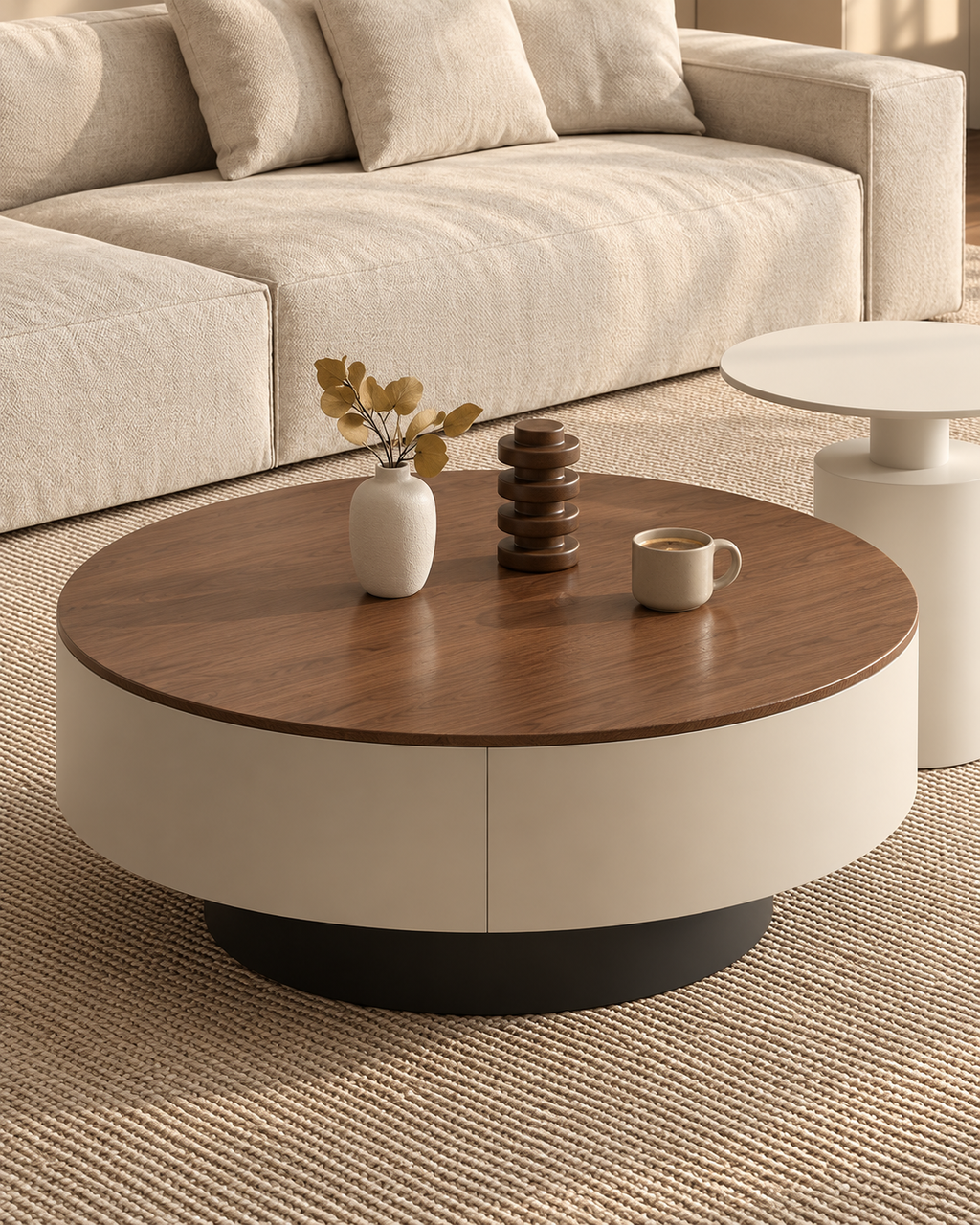 The Tomo Coffee Table — Rotating Storage