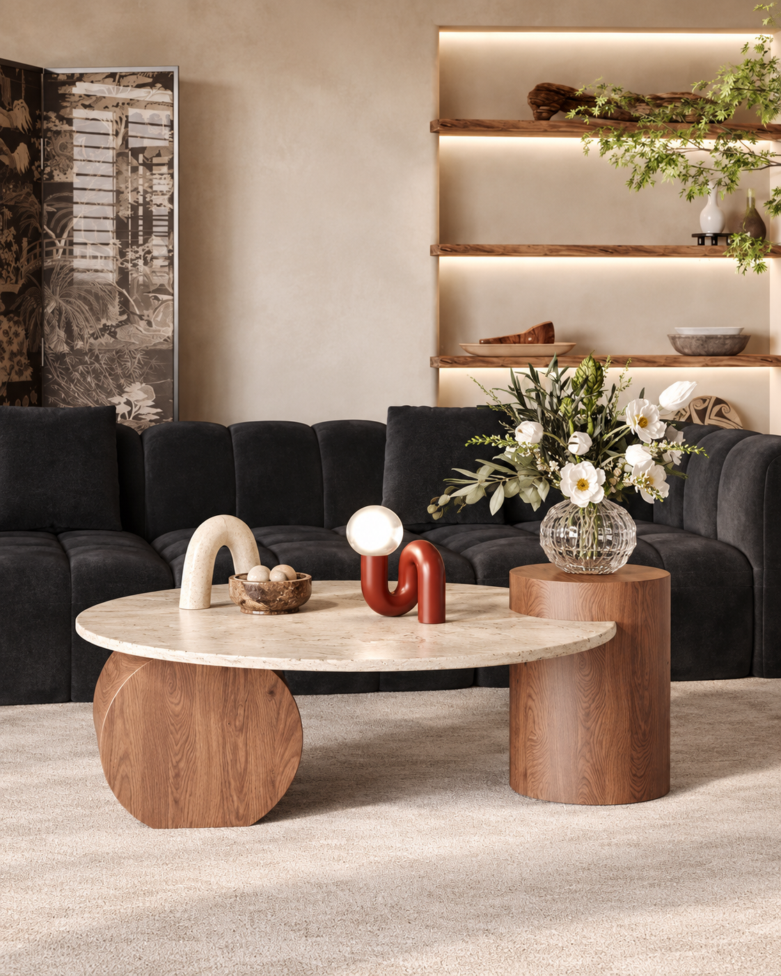 The Tsuchi Coffee Table — Travertine