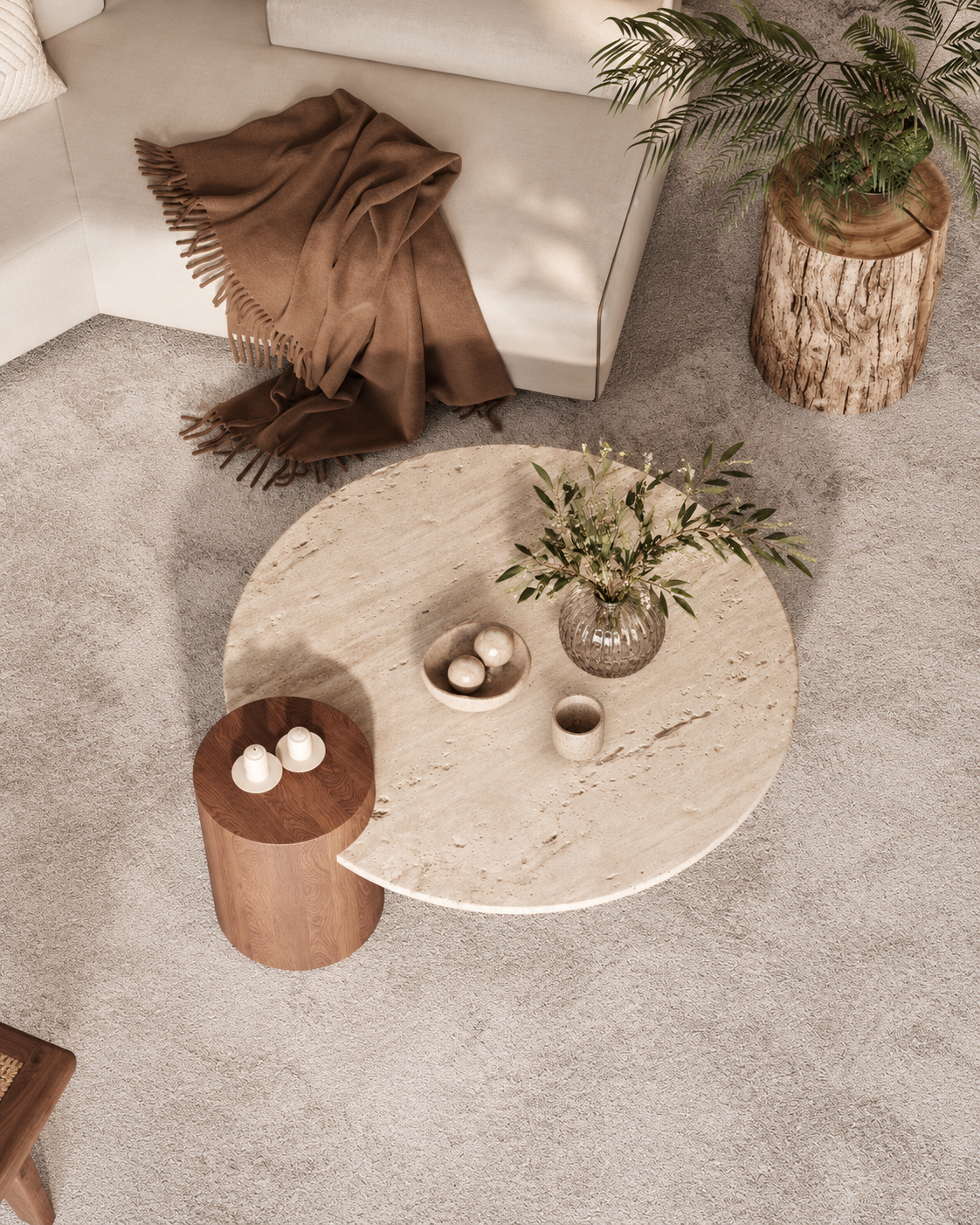 The Tsuchi Coffee Table — Travertine