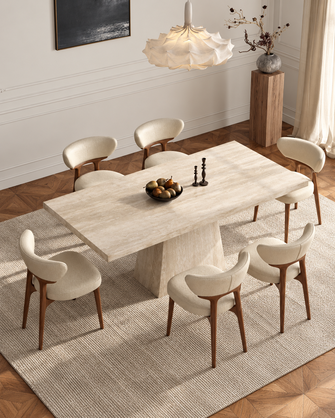 The Kaze Dining Table — Travertine