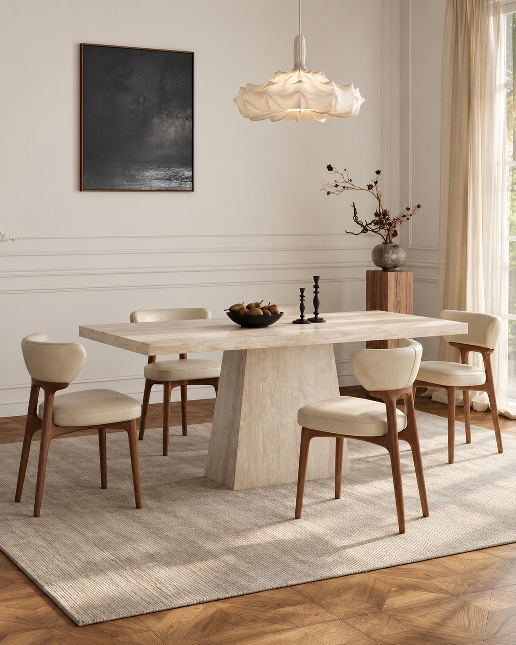 The Kaze Dining Table — Travertine