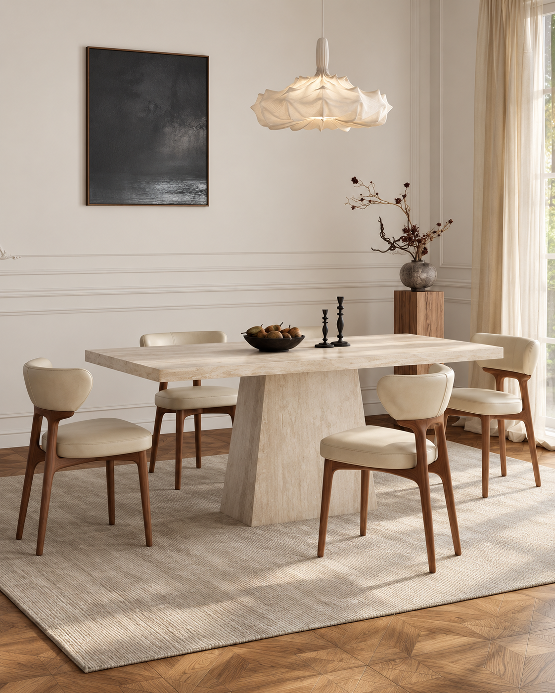 The Kaze Dining Table — Travertine