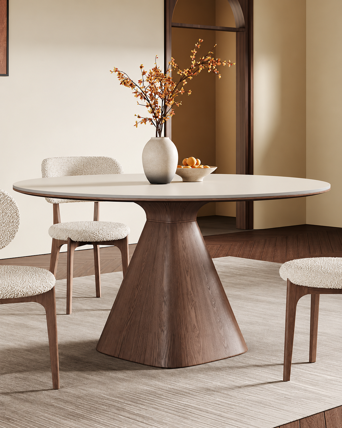 The Ensō Dining Table — Round Rock Slab