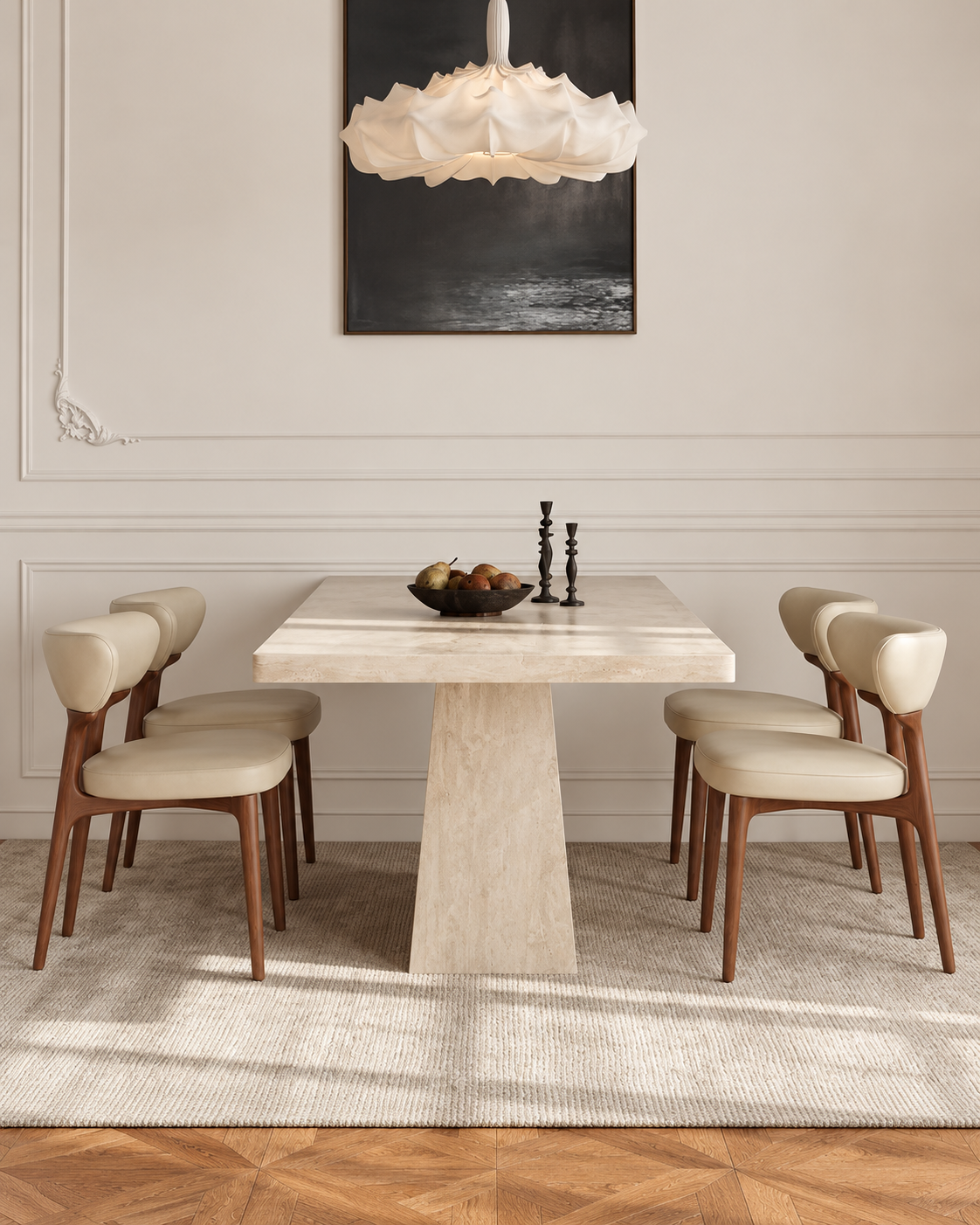 The Kaze Dining Table — Travertine